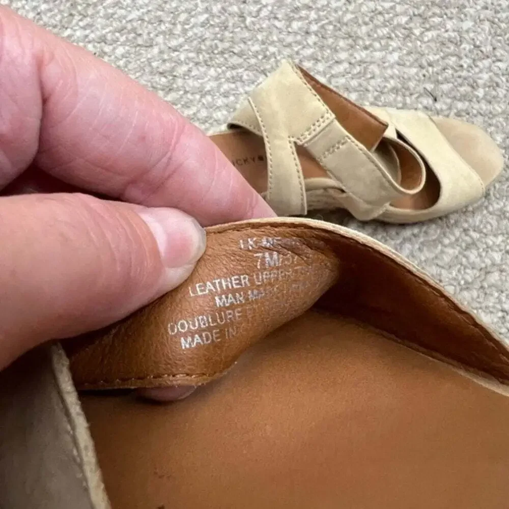 Lucky Brand  Mendona Espadrille Wedge Sandal heels size 7 cream tan
